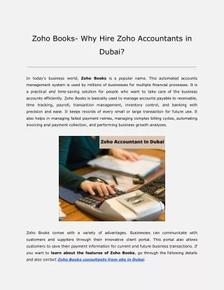 Zoho Books- Why Hire  Zoho Accountants in Dubai