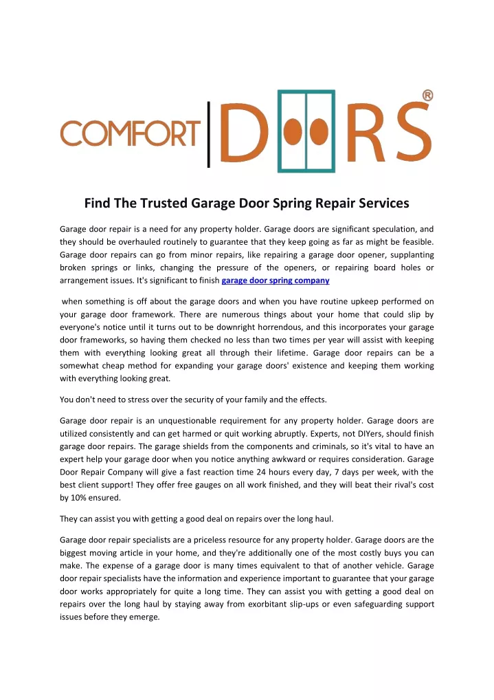 find the trusted garage door spring repair