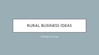 Rural business ideas
