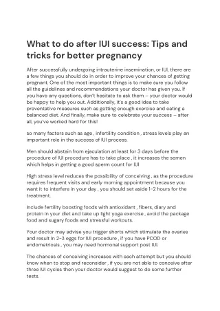 What to do after IUI success-Tips and tricks for better pregnancy