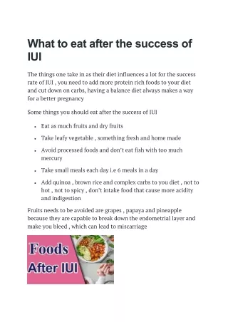 What to eat after the success of IUI