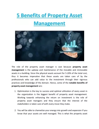 5 Benefits of Property Asset Management