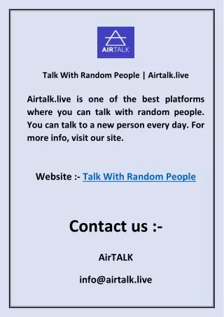 Talk With Random People  Airtalk.live