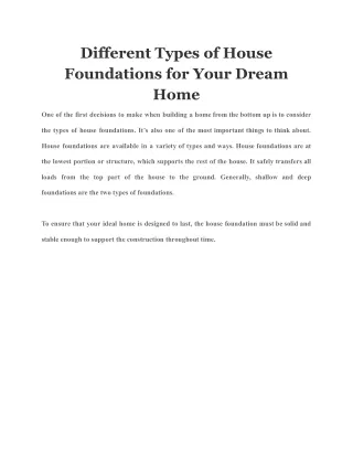 different types of house foundations for your