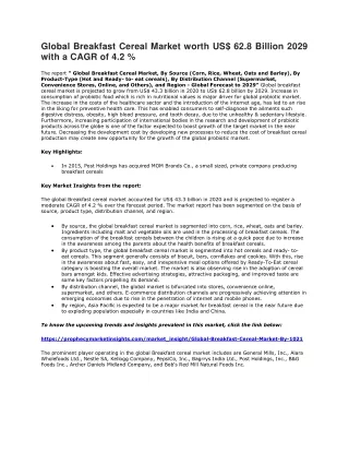 global breakfast cereal market worth