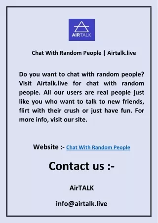 Chat With Random People  Airtalk.live