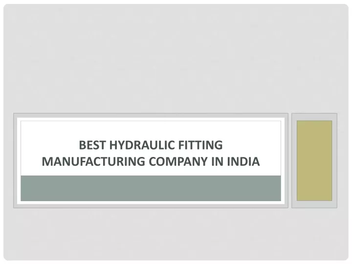b est hydraulic fitting manufacturing company in india