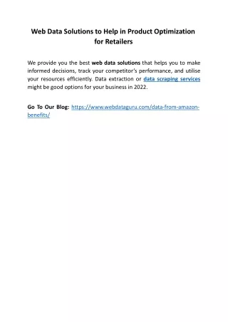 web data solutions to help in product