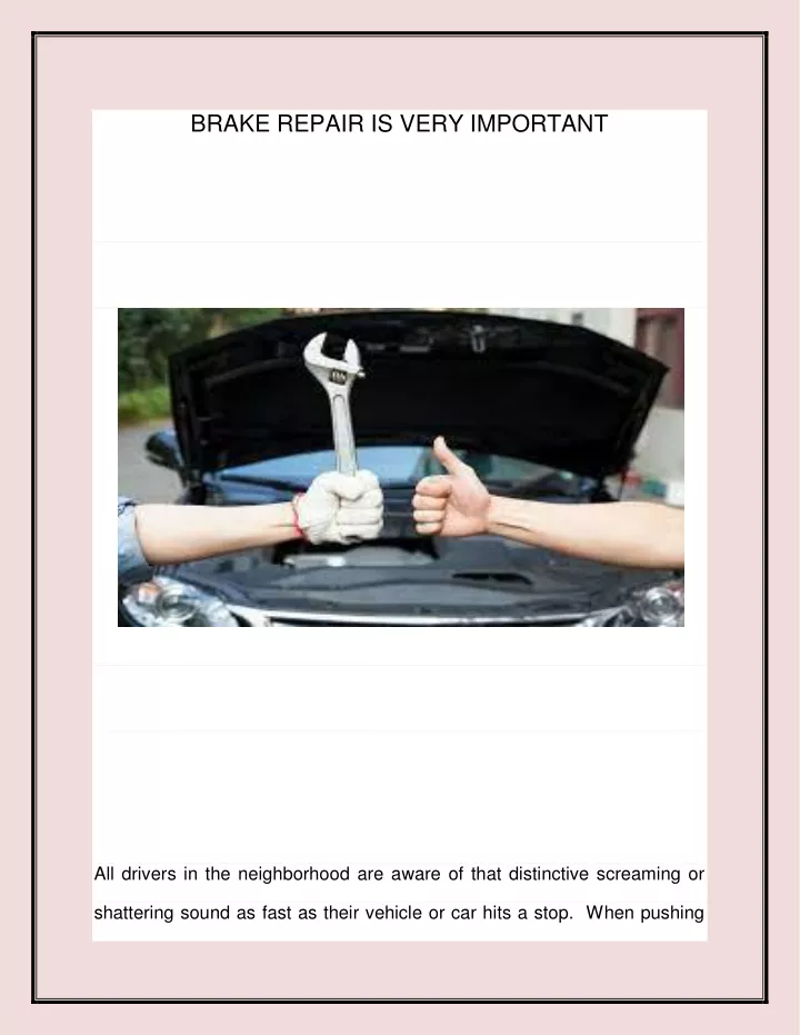brake repair is very important