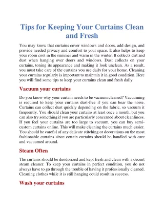 Tips for keeping your curtains clean and fresh