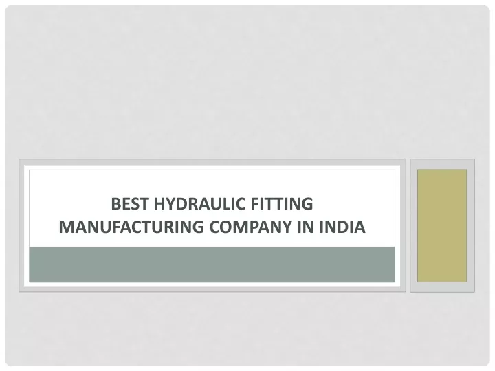 best hydraulic fitting manufacturing company