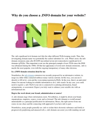 why do you choose a info domain for your website