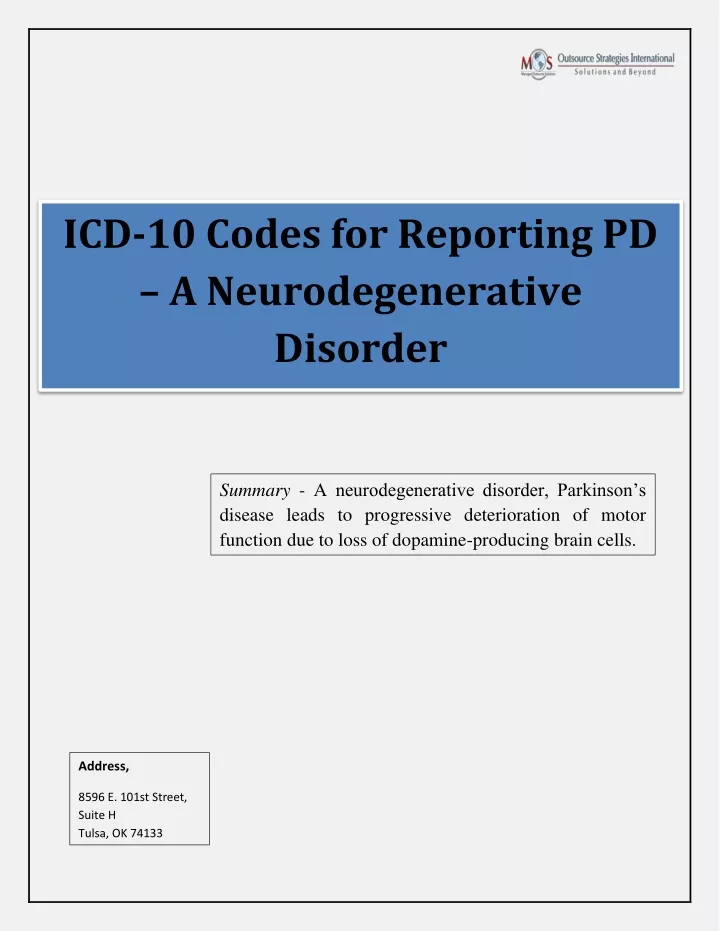 icd 10 codes for reporting pd a neurodegenerative