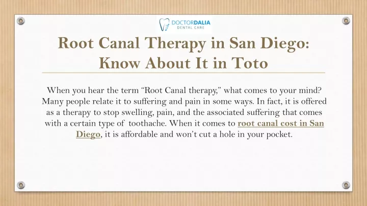 root canal therapy in san diego know about