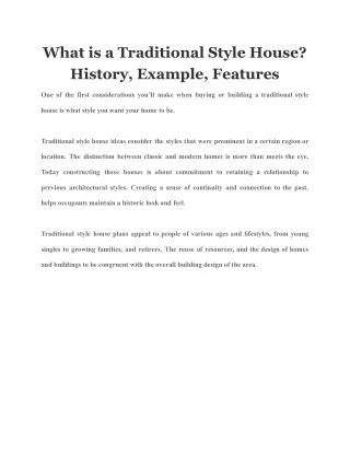 what is a traditional style house history example