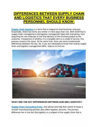 differences between supply chain and logistics