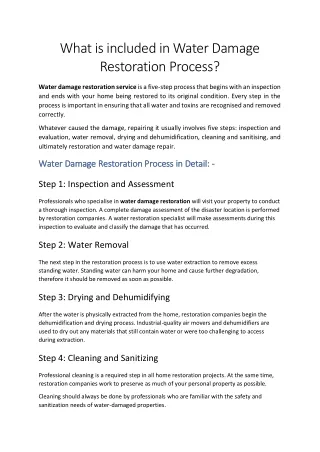 What is included in Water Damage Restoration Process - EFRB