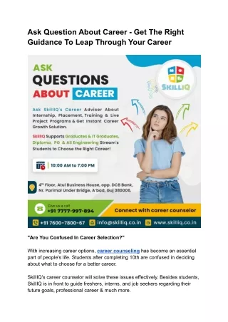 ask question about career get the right guidance