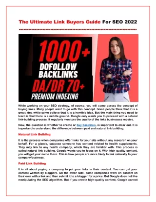 The Ultimate Link Buyers Guide For SEO 2022