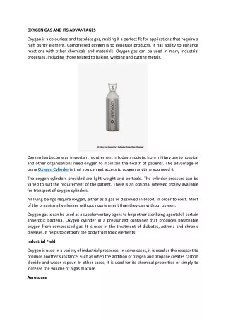 oxygen gas and its advantages