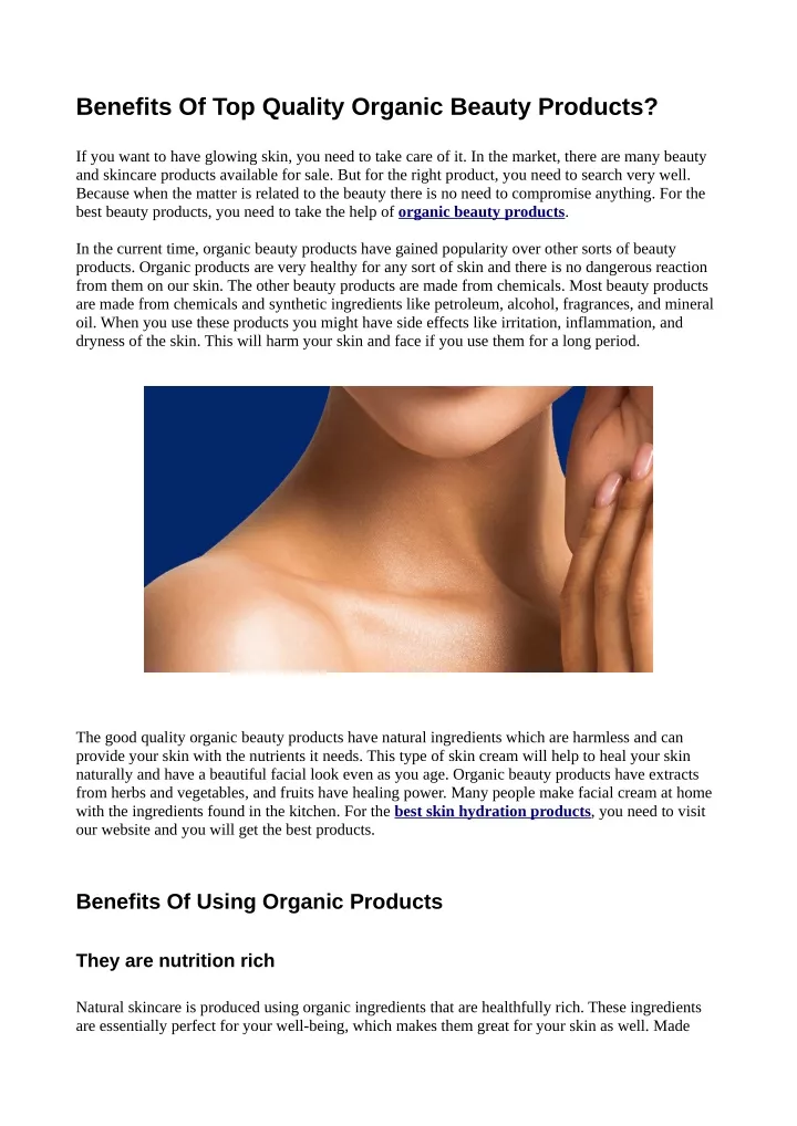 benefits of top quality organic beauty products