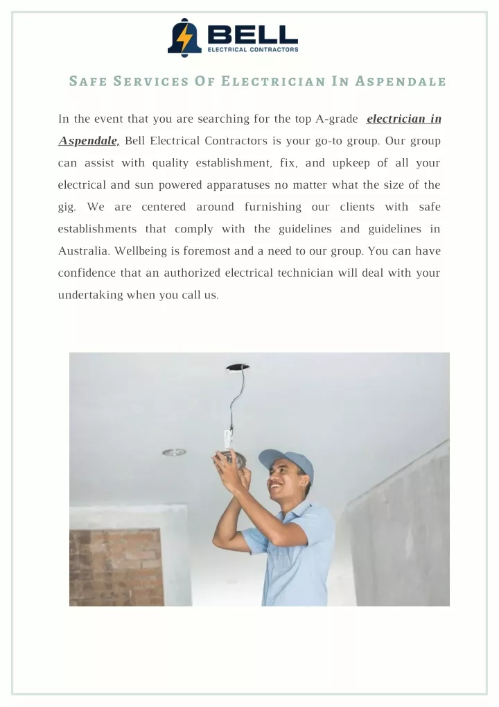 safe services of electrician in aspendale