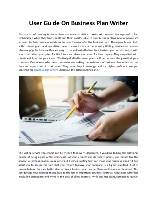 user guide on business plan writer