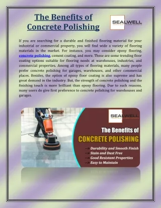 The Benefits of Concrete Polishing