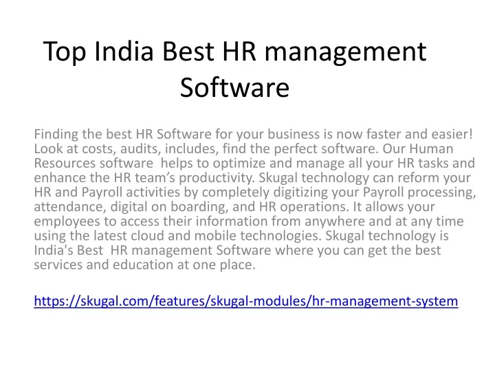 top india best hr management software