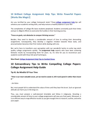 10 brilliant college assignment help tips write