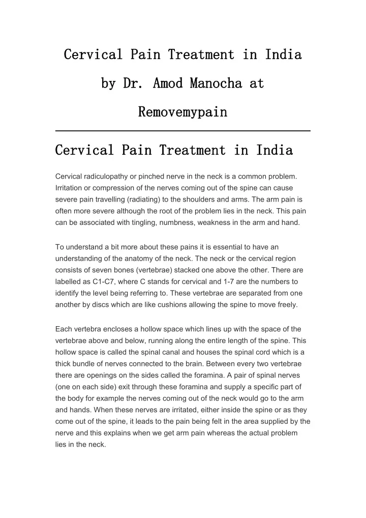 cervical cervical pain