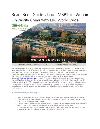 read brief guide about mbbs in wuhan university