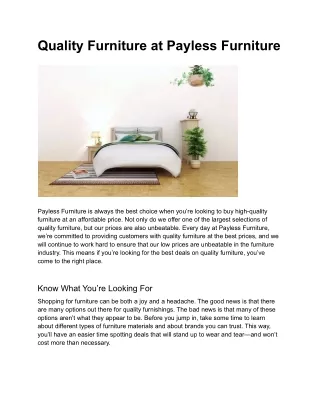 Quality Furniture at Payless Furniture