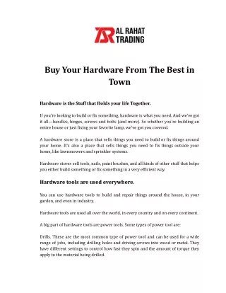 buy your hardware from the best in town