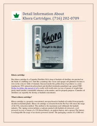 detail information about khora cartridges