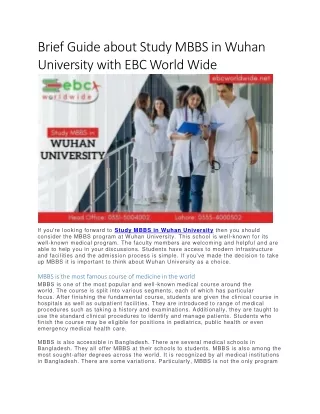 brief guide about study mbbs in wuhan university