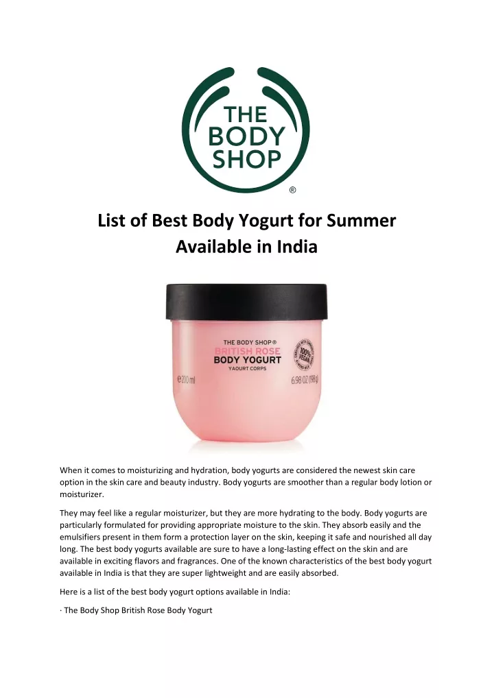 list of best body yogurt for summer available