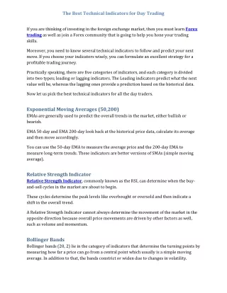 The Best Technical Indicators for Day Trading