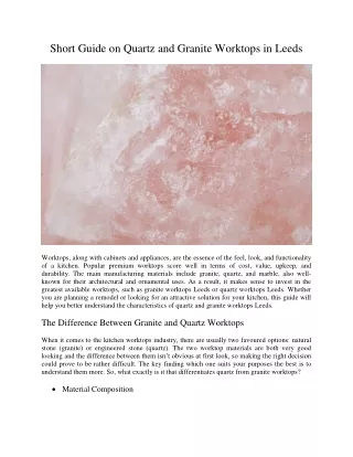 short guide on quartz and granite worktops