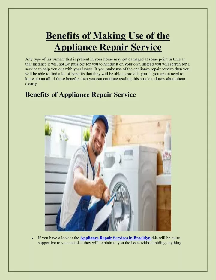 benefits of making use of the appliance repair