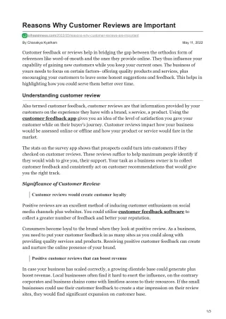 reasons why customer reviews are important