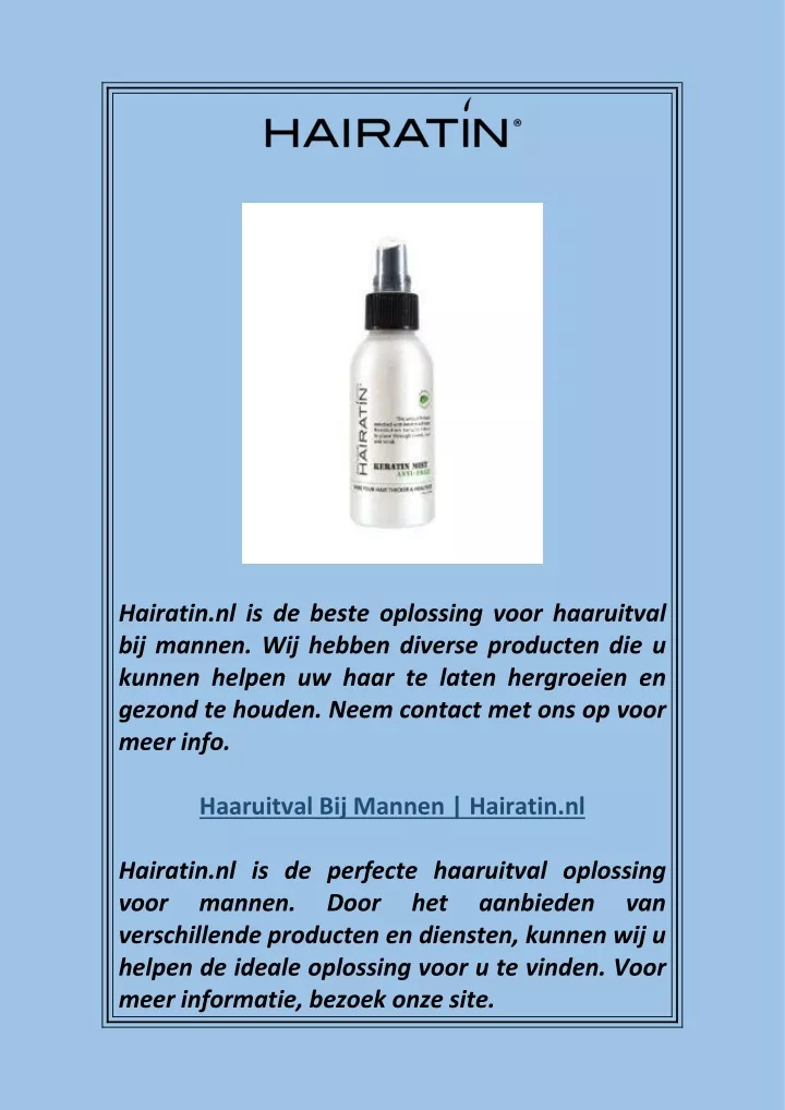 hairatin nl is de beste oplossing voor haaruitval