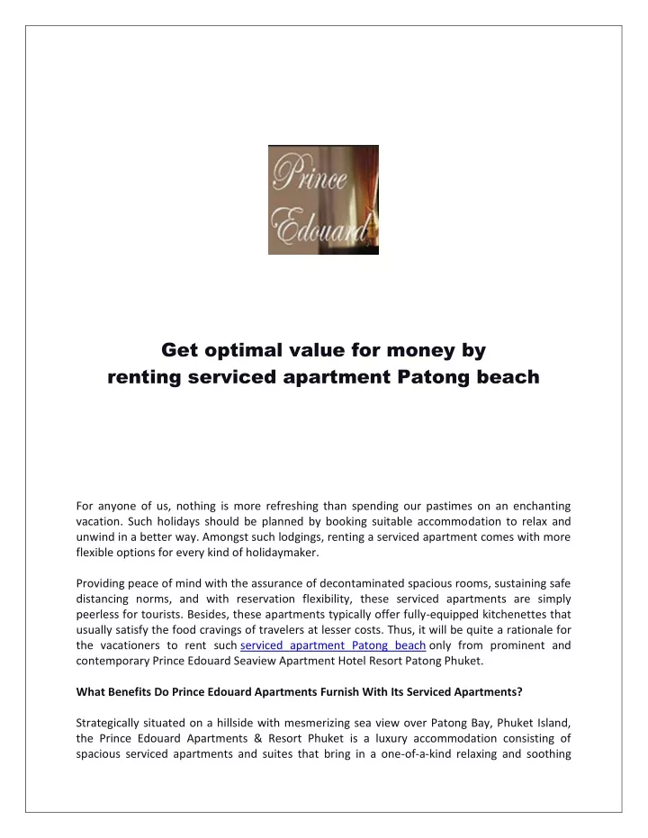 get optimal value for money by renting serviced