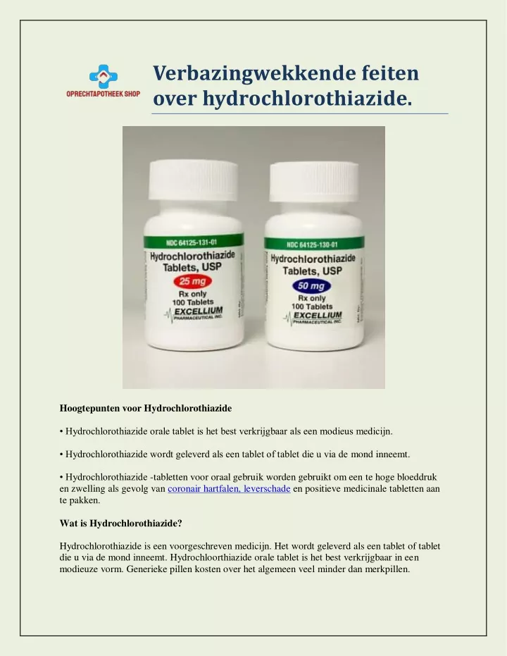 verbazingwekkende feiten over hydrochlorothiazide