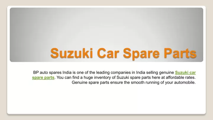 suzuki car spare parts
