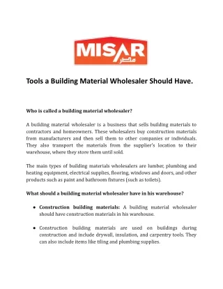 tools a building material wholesaler should have