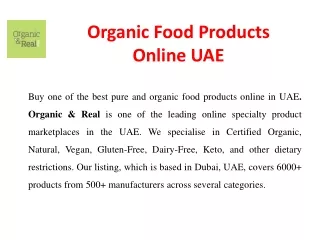 Organic Food Products Online UAE