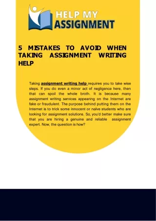 5 Mistakes To Avoid When Taking Assignment Writing Help
