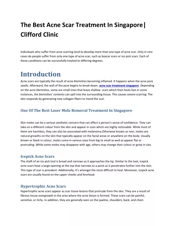 the best acne scar treatment in singapore