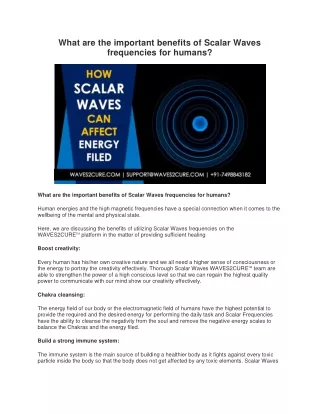 What are the important benefits of Scalar Waves frequencies for humans